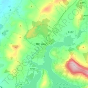 Blessington地形图、海拔、地势