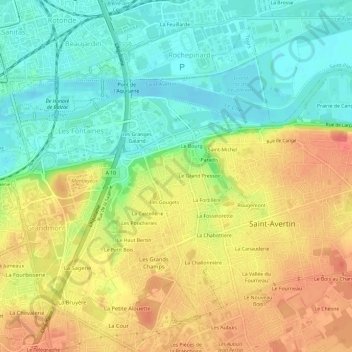 Les Sables地形图、海拔、地势