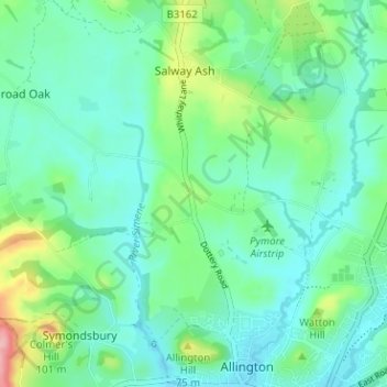 Dottery地形图、海拔、地势