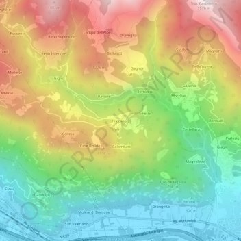 Frassinere地形图、海拔、地势