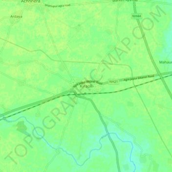 Kiraoli地形图、海拔、地势