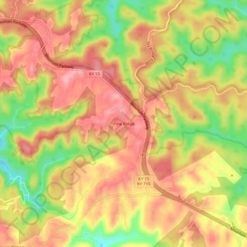 Pine Ridge地形图、海拔、地势