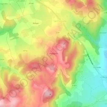 Chavagnac地形图、海拔、地势