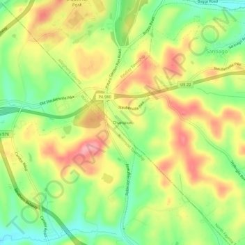 Champion地形图、海拔、地势