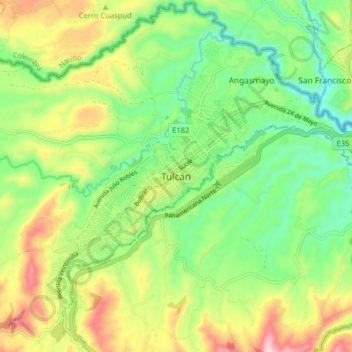Tulcán地形图、海拔、地势