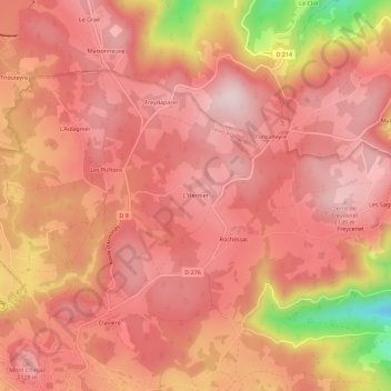 L'Hermet地形图、海拔、地势