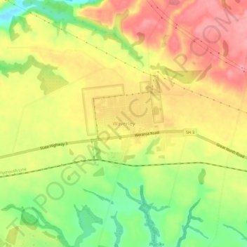 Waverley地形图、海拔、地势