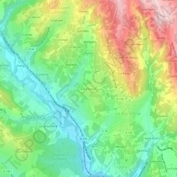 Les Coasses地形图、海拔、地势
