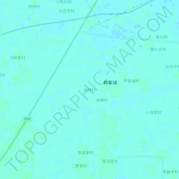 后韩村地形图、海拔、地势