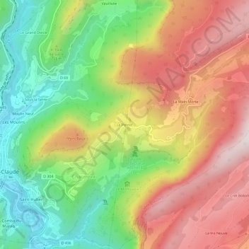 Le Pontet地形图、海拔、地势