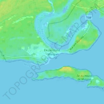 Mingan地形图、海拔、地势