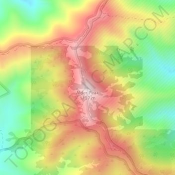 Alder Peak地形图、海拔、地势