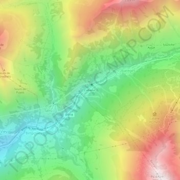 Cabadur地形图、海拔、地势