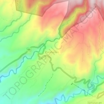 Pandanon地形图、海拔、地势