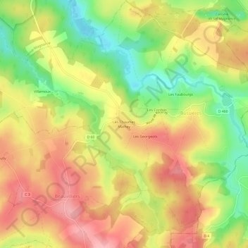 Les Chaumes Mathey地形图、海拔、地势