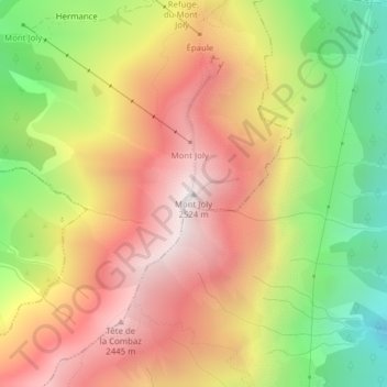 Mont Joly地形图、海拔、地势