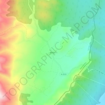 Alcotas地形图、海拔、地势