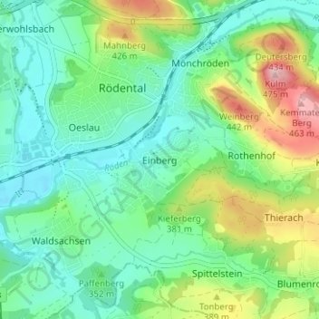 Einberg地形图、海拔、地势