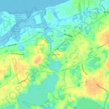 West Brewster地形图、海拔、地势
