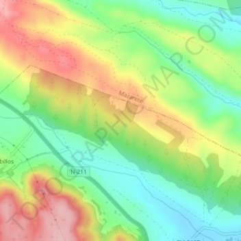 Tobillos地形图、海拔、地势