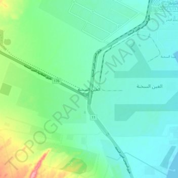 العين السخنة地形图、海拔、地势
