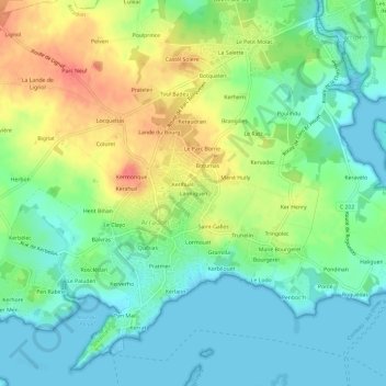 Lanniguen地形图、海拔、地势