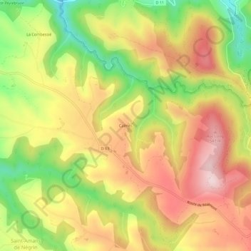 Calmès地形图、海拔、地势