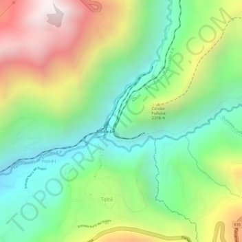 Nariz del Diablo地形图、海拔、地势