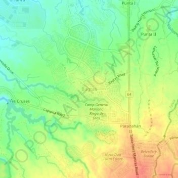 Bagtas地形图、海拔、地势