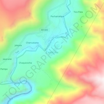 Canocota地形图、海拔、地势