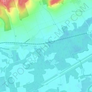 Toury地形图、海拔、地势