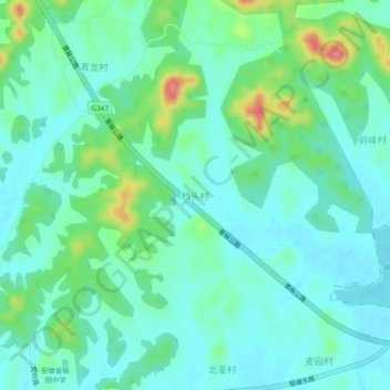 桥头村地形图、海拔、地势