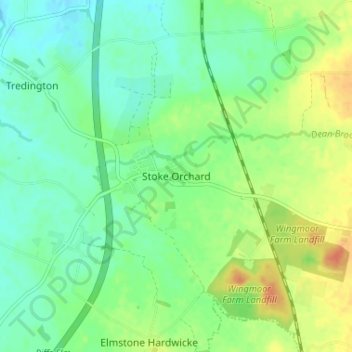 Stoke Orchard地形图、海拔、地势
