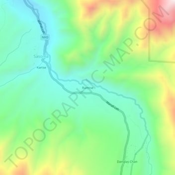 Rumtse地形图、海拔、地势