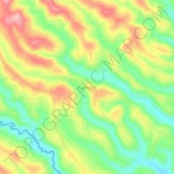 Kandara地形图、海拔、地势
