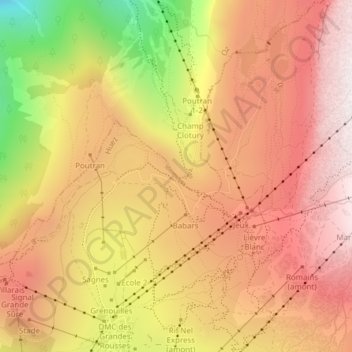 Col du Poutran地形图、海拔、地势