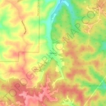 Monday地形图、海拔、地势