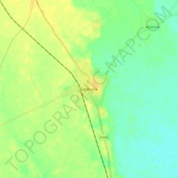 Seohara地形图、海拔、地势