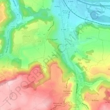 Vermelle地形图、海拔、地势
