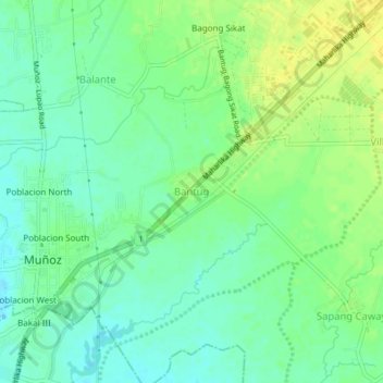 Bantug地形图、海拔、地势