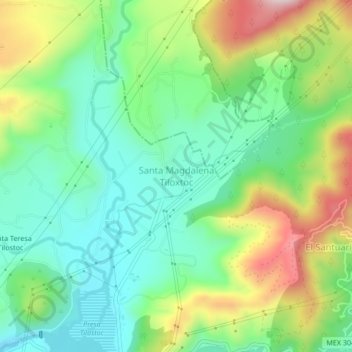 Santa Magdalena Tiloxtoc地形图、海拔、地势