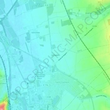 Le Popelin地形图、海拔、地势