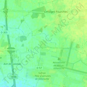 Villaroche地形图、海拔、地势