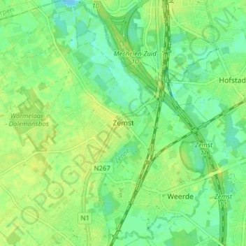 Zemst地形图、海拔、地势