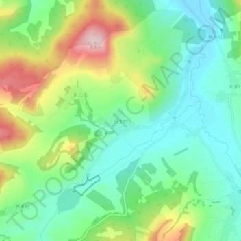 民主村地形图、海拔、地势
