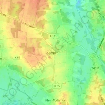 Kampen地形图、海拔、地势