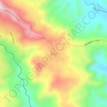 Sorá地形图、海拔、地势
