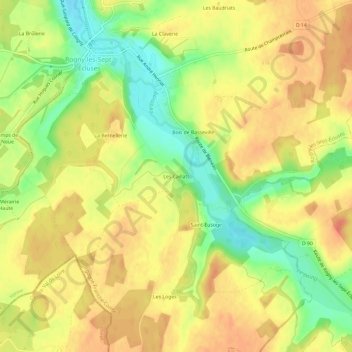 Les Caillats地形图、海拔、地势