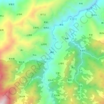 璜蔚地形图、海拔、地势
