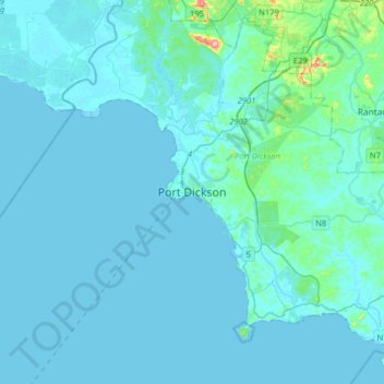 波德申地形图、海拔、地势